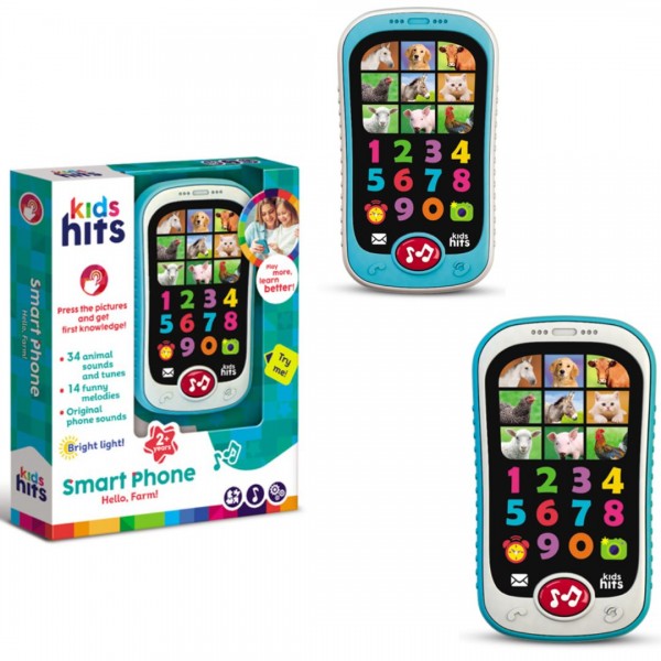 248366 Іграшка телефон муз. розв. Kids Hits арт. KH03/001,"Привіт, Ферма", батар,2 кол. мікс,у короб. 13*5*18.5 см.