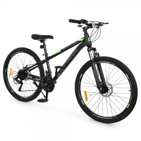 251037 Велосипед PROFI SPEEDWAY 26 д. SW-2606 сталев.рама 13",SKD85%,SAIGUAN 21SP,швидкоз.кол.,чорно-зелен