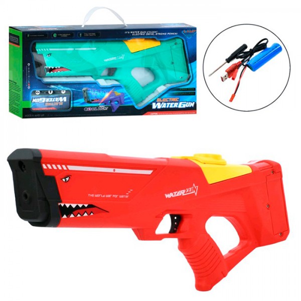 249020 Водяний автомат T-01 бластер-акула, акум., USB, 2 кольори, кор., 46,5-21-7,5 см.