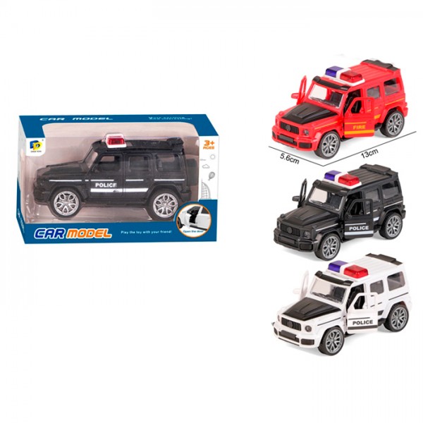 249033 Джип DD2820A інерція, поліція, відчиняються двері, гумові колеса, 3 кольори, кор., 15-8,5-7 см.