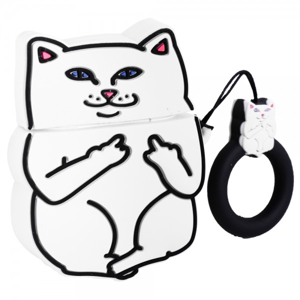 103750 Чехол для наушников Ейрподс Case Cat Fuck, White