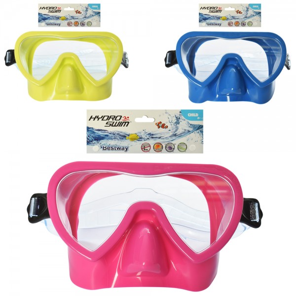 74094 Маска для плавання BW 22057 регул. ремінець, 3 кольори, від 3 років.