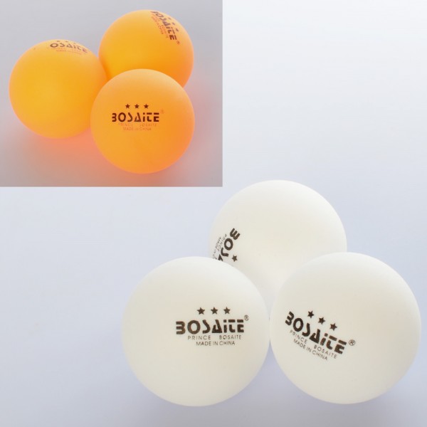 83945 Тенісні кульки MS 2205 3 шт., 40 мм, безшовні, 2 кольори, кул., 12-4-4 см.