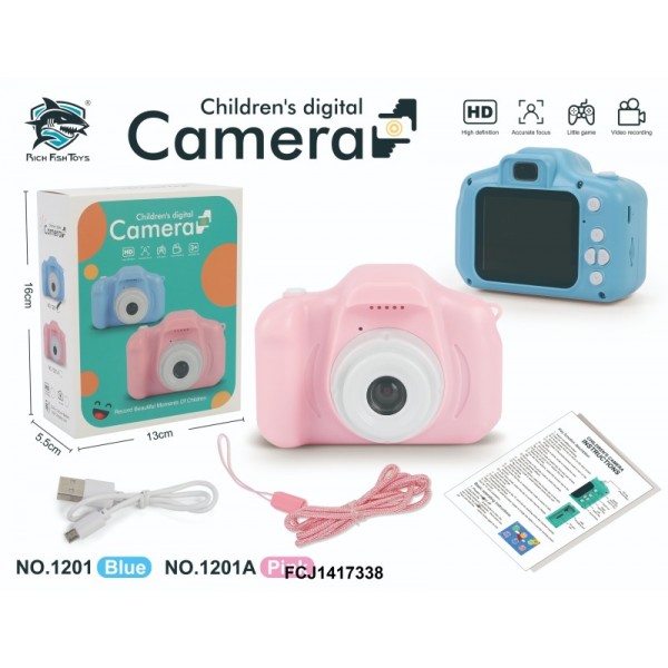 244493 Фотоапарат 1201A акум.,кольор.екран, фото, відео, гра, TFслот, USBзаряд.,шнурок,в кор.,13,5-16-5,5см