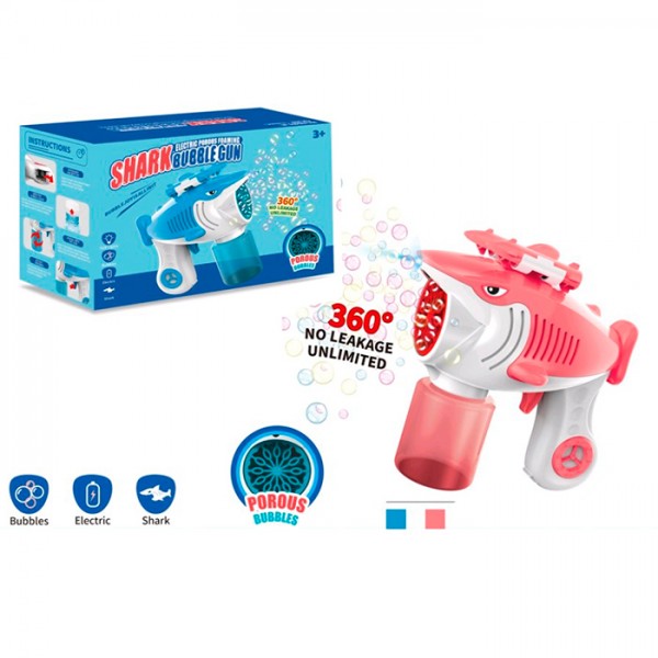 248762 Мильні бульбашки 666-11пістолет-акула,17см,світ,зап7-4,5см, 2 кол.на бат-ці,в кор-ці,20,5-14,5-10см