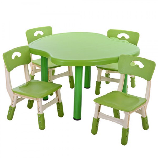 50008 Столик B0103-5 (1шт) стілець  4шт(в53-ш31-г34см),регул.висота,стільниця87-85см,зелений