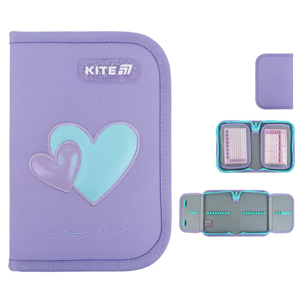 225897 Пенал Kite 1 від., 2 відв., без наповнення 622 Awesome