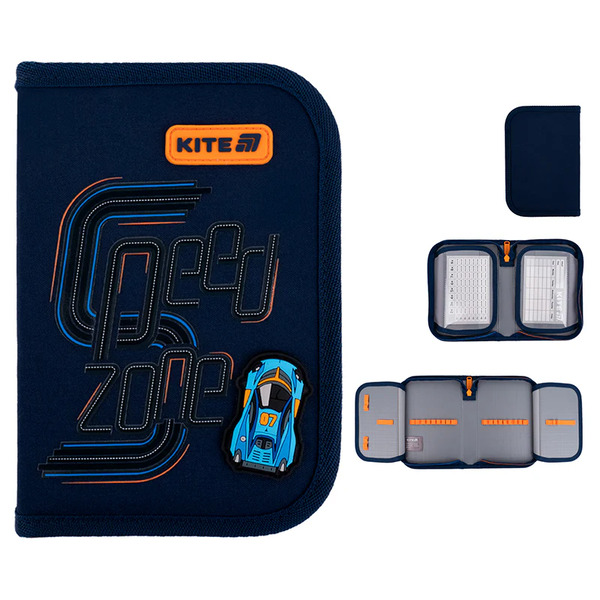 225902 Пенал Kite 1 від., 2 відв., без наповнення 622 Speed Zone