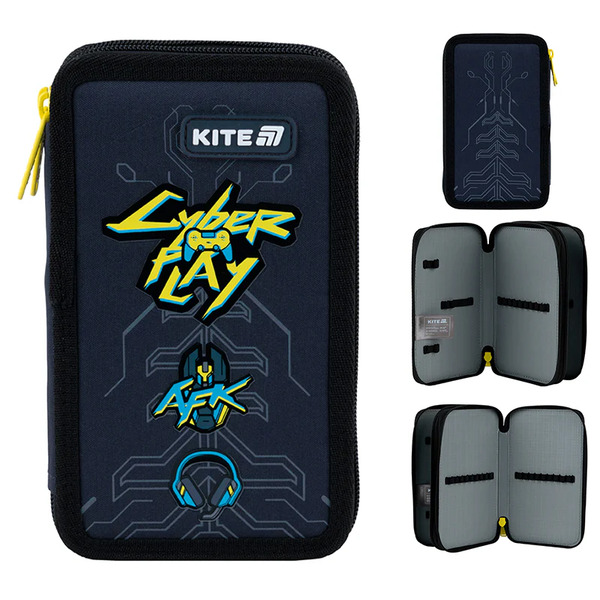225905 Пенал Kite 2 від., без наповнення 623 Cyber