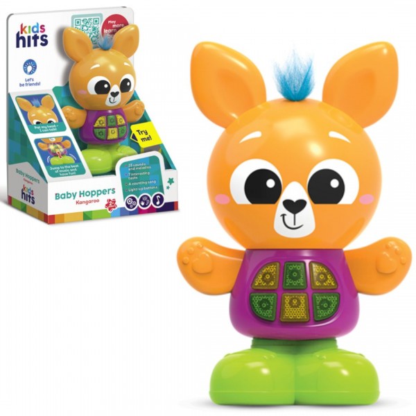 248372 Іграшка муз розв. чарівні звірята Kids Hits арт. KH11/001, "кенгуру", батар, вогники, вірші, мелодії, фрази, пісня, р-р іграшки - 9.7*14.9*5.9 см.