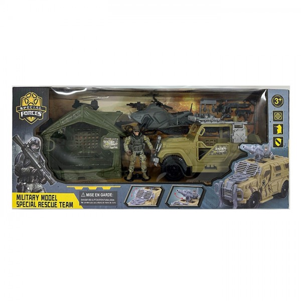 242445 Ігровий набір 25028 військовий, джип, барикада, снігохід, солдат, зброя, кор., 48-20,5-11 см.