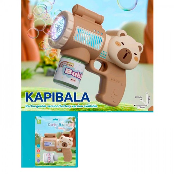 249041 Мильні бульбашки 10246  пістолет-капібара,світло,запаска,бат,бліст. 22-27-7см