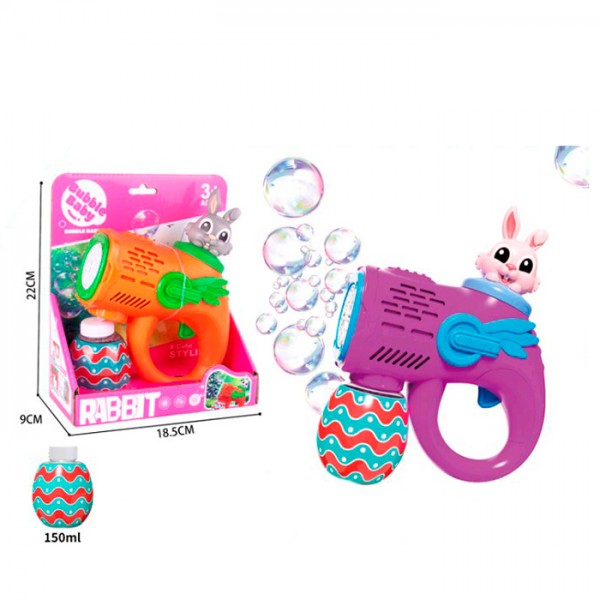 249048 Мильні бульбашки BE-013 пістолет(кролик)запаска2 кольори,бат,кор.19-22,5-9см