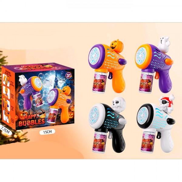 249064 Мильні бульбашки H048 пістолет,Helloween/Хелловін,світ,запаска4 види.бат.кор.15-13,5-8см