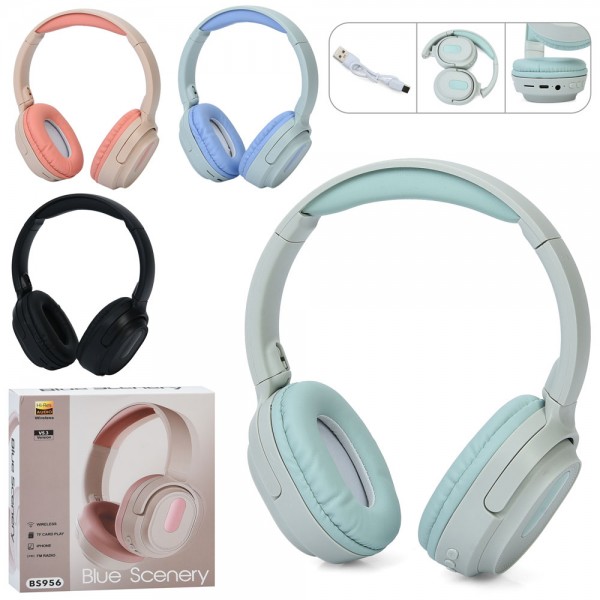 241574 Навушники BS956 бездротові, акум, BТ, TFслот, MP3, USB, мікс кольорів, кор.,17,5-20-4,5 см.