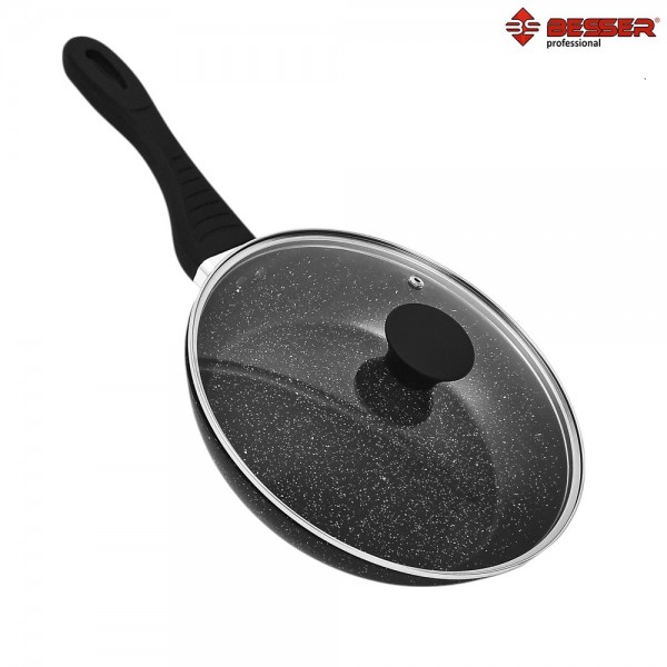 184182 Сковорода лита покриття "Stone" інд. дно 22см c кришкою 10216-L