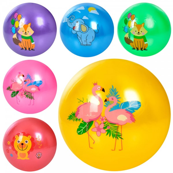 150249 М'яч дитячий MS 3585 9 дюймів, малюнок (звірі), 60 г., 6 кольорів