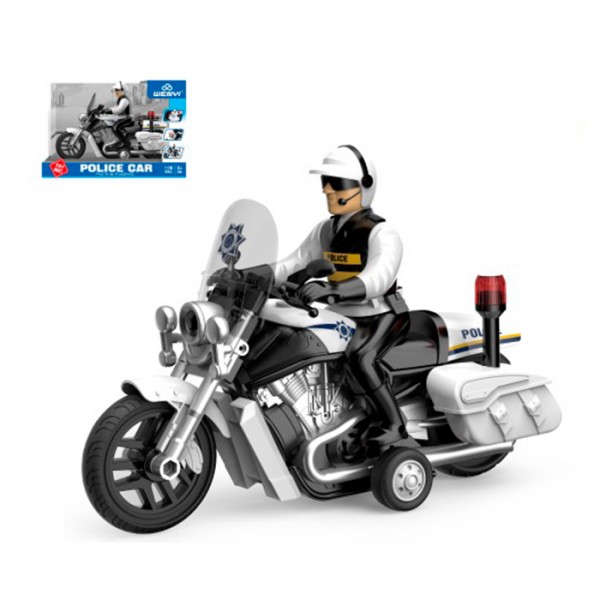 161985 Мотоцикл WY430A інерц., 1:10, поліція, фігурка, муз., світло, бат. (табл.), кор., 23-19-9,5 см.