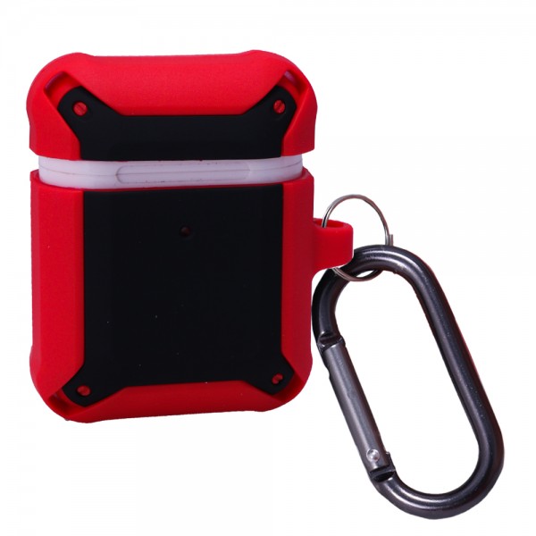 103598 Чехол для наушников Eggshell Ейрподс Case — Armored TPU with carbine, Black\Red