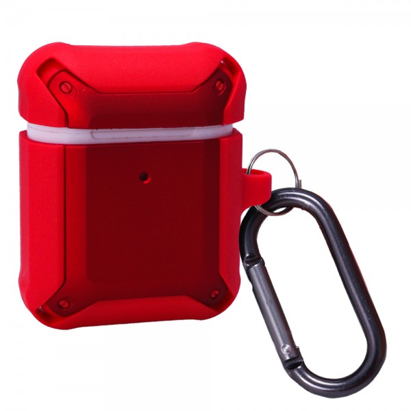 103600 Чехол для наушников Eggshell Ейрподс Case — Armored TPU with carbine, Red