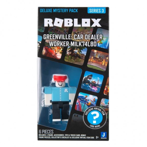 175706 Ігрова колекційна фігурка Roblox Deluxe Mystery Pack Greenville: Car Dealer Worker milk74I8O S3