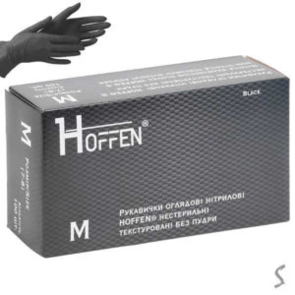 263182 Рукавички нітрилові M Hoffen 3.5г нестерильні текстуровані б/п 50пар/уп