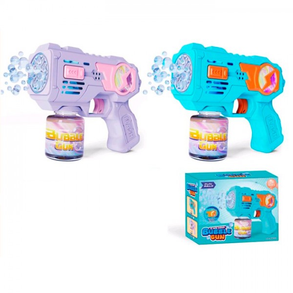 249065 Мильні бульбашки KY797 пістолет, світ,запаска2 кольори,бат, кор.15-19-7,5см