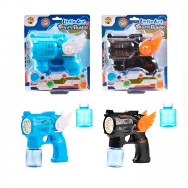 249072 Мильні бульбашки MY10052-2 пістолет,світло,запаска,2 кольори, бат,бліст.21-24,5-7,5см