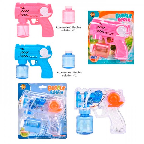 249075 Мильні бульбашки MY281-1-284-1  пістолет,світло,запаска.2 кольори,бат,бліст.18,5-22-5,5см