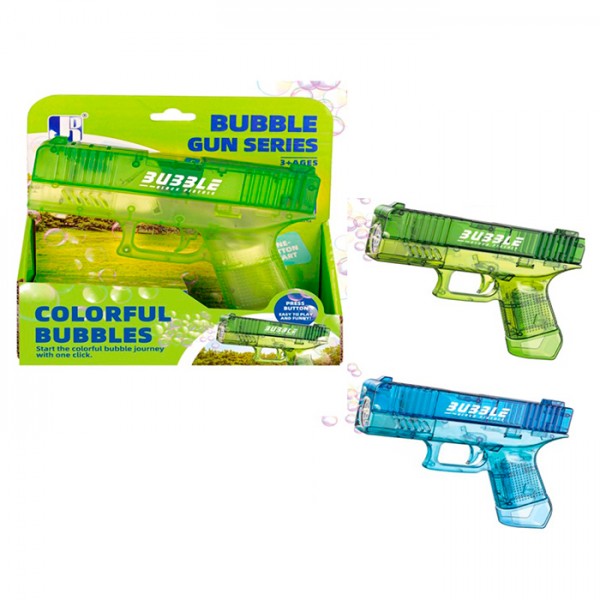 249077 Мильні бульбашки P81768-1 пістолет,світло,запаска, 2 кольори,бат, кор.20-20,5-5,5см