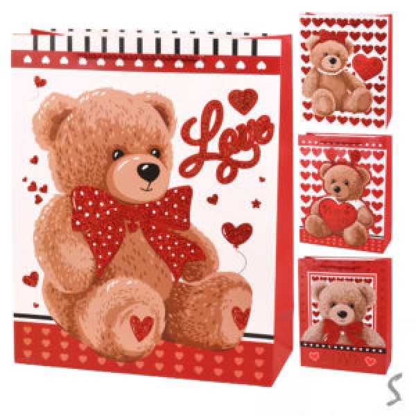 257483 Пакет подарунковий паперовий S "Teddy Love" 18*24*8.5см м