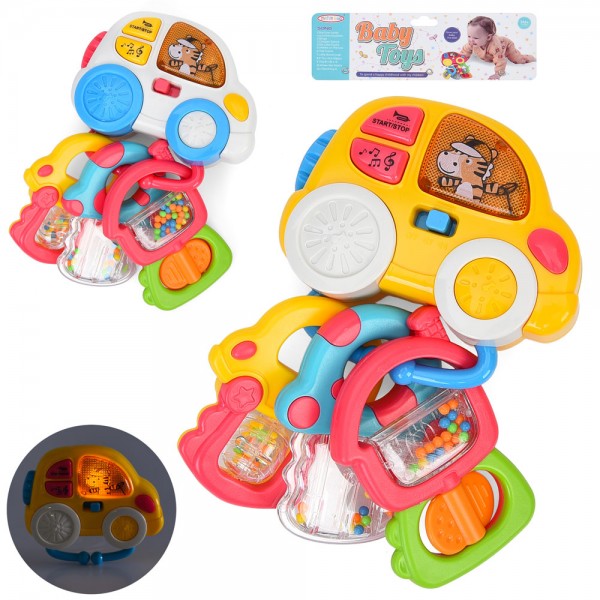 247854 Брязкальце 8431A-2 брелок(машина з ключ)11-17-6см,муз,світ,2реж.гучн,текс.дет.набат-ці.упак19-24-5см