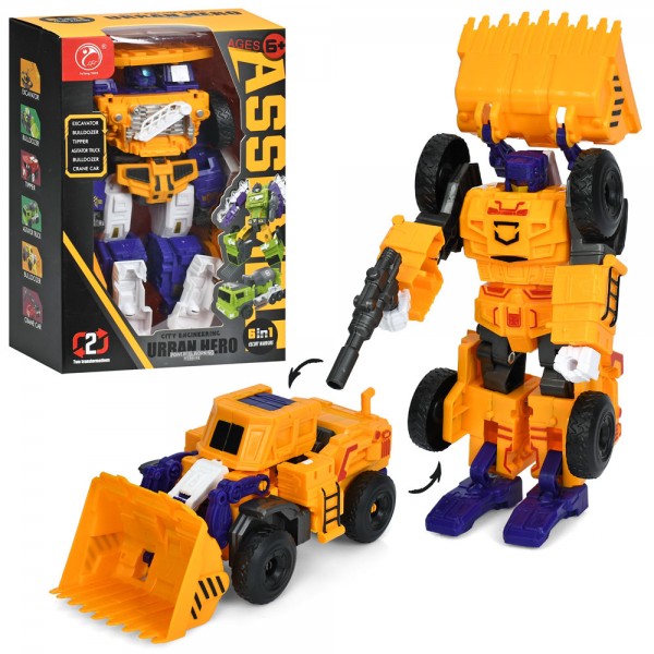 237827 Трансформер 908-1D-2D робот+будтехніка, зброя, 2 види, кор., 15-21,5-8 см.