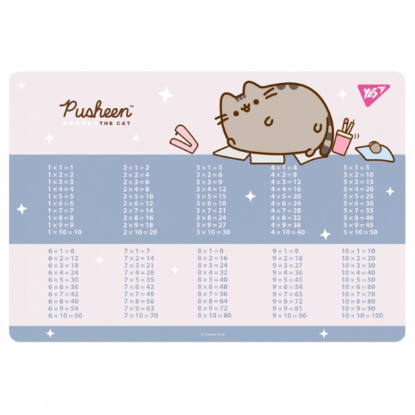 227963 Підкладка пластикова для столу Yes "Pusheen" табл. множ., рожева
