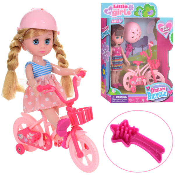 72319 Лялька 63004 велосипед, шолом, гребінець, 2 види, кор., 18,5-24-6 см.