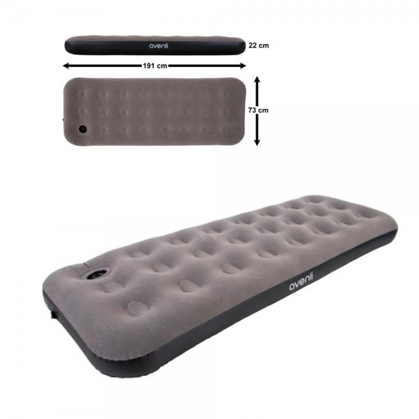 249369 Велюр матрац 24649 надувний,,вбуд. нож. насос,флок. покриття, приміщення/вулиця 191х73х22см,до 150кг