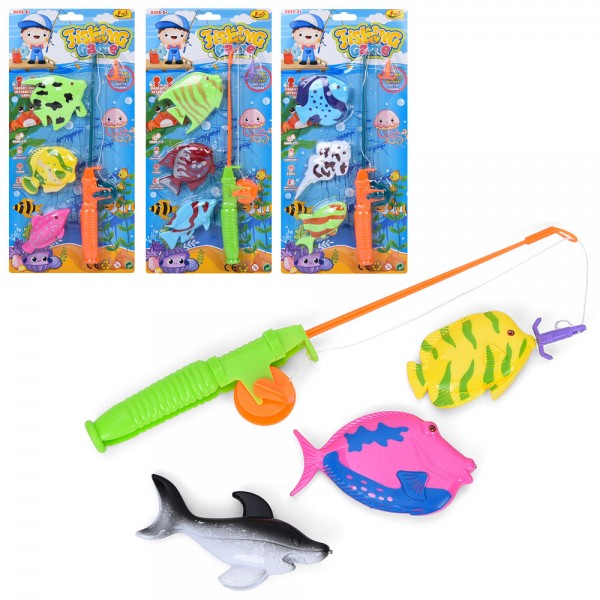 247261 Риболовля 867K-1 магнитна, вудка 1шт., морські мешканці 3шт., 4 види, лист, 17-36-4 см.