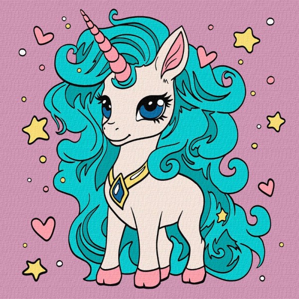 237806 Набір 7+ для розпису по номерах. "Фантастична одноріжка" 25х25см