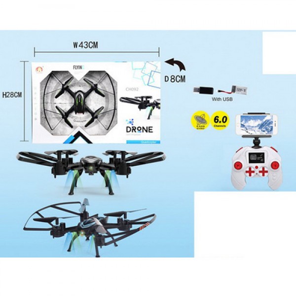 116448 Квадрокоптер CH092W радіокер., акум., камера, USB, 2 кольори, світло, кор., 43-28-8см.