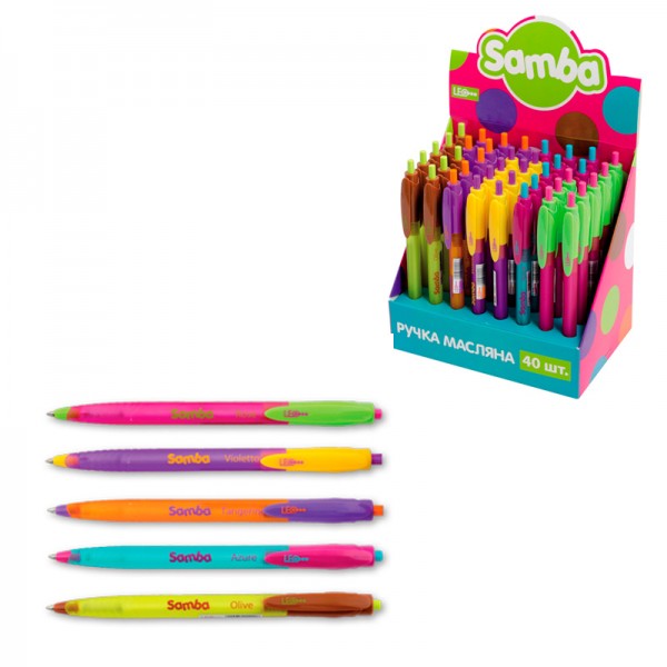 65143 Ручка куля/масл авт. "Samba" 0,7мм, мікс кольорів