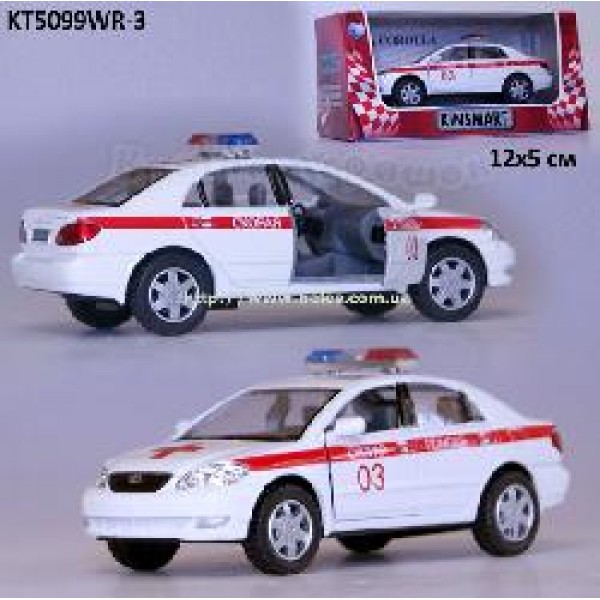 178602 Машина метал."Kinsmart" KT5099WR-3 (96шт/4)"Toyota Corolla"(скорая помощь) в кор. 16*8,8*7см