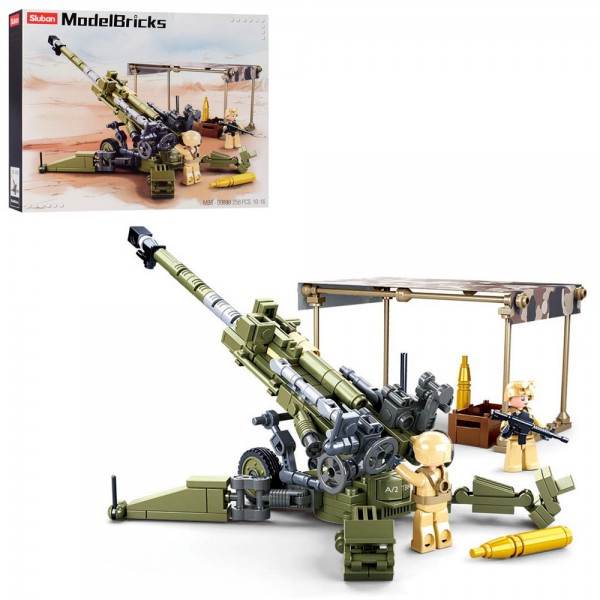 242047 Конструктор SLUBAN M38-B0890 зенітна установка, 1:35, фігурки, 258 дет., кор., 22-19-6,5 см.