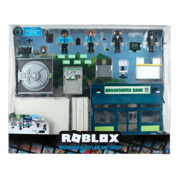 175716 Ігровий набір Roblox Deluxe Playset Brookhaven: Outlaw and Order W12, 4 фігурки та аксесуари