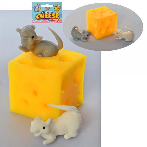 116202 Фігурка 4545 мишка-антистрес 2 шт., шматочок сиру, сітка, 8-14-5 см.