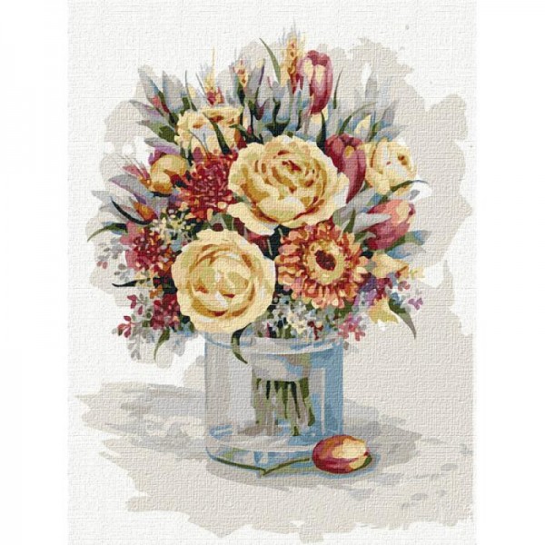 129357 Набір для розпису по номерах. "Букет жовтих троянд" 30*40см