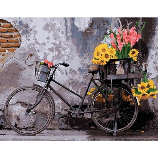 139070 Набір для розпису по номерах VA-3107 "Велосипед із квітами ", розміром 40х50 см