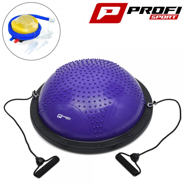 245238 Спортивный инвентарь MS 2609-7 балансир.платфор,босу, диам.60см,эспандер,насос, фиолетовый