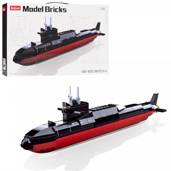 84732 Конструктор SLUBAN M38-B0703 "Model Bricks": Підводний човен, 1:450,  227 дет.