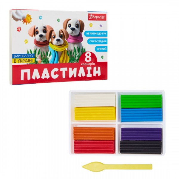 227912 Пластилін 1Вересня, 8 кол., 160г "Classic"