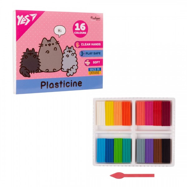 227929 Пластилін Yes, 16 кол., 320г "Pusheen"